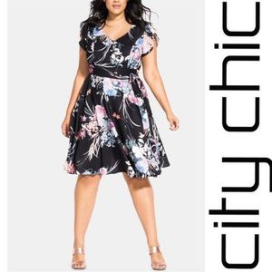 City Chic Black Floral Dress